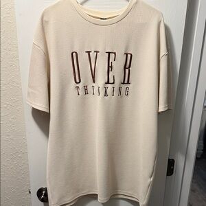 SHEIN Cream Short Sleeve Tee with Maroon Print